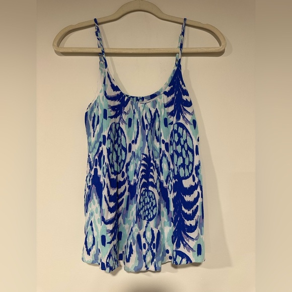 Lilly Pulitzer Tyne Top in Tropic Call Me Sz XS Serene Blue - Picture 1 of 3